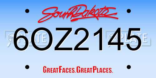 6OZ2145 South Dakota License Plate