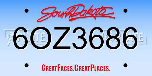 6OZ3686 South Dakota License Plate