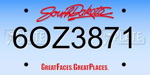 6OZ3871 South Dakota License Plate