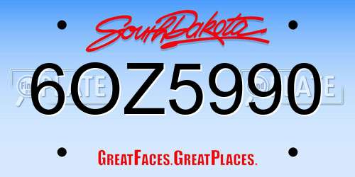 6OZ5990 South Dakota License Plate