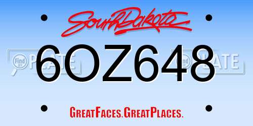 6OZ648 South Dakota License Plate