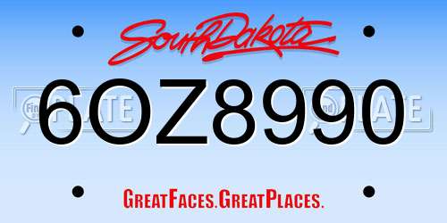 6OZ8990 South Dakota License Plate