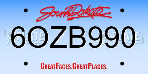 6OZB990 South Dakota License Plate