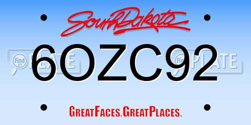 6OZC92 South Dakota License Plate