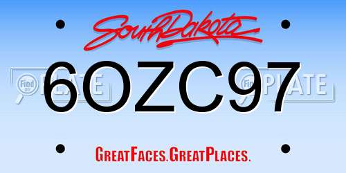 6OZC97 South Dakota License Plate