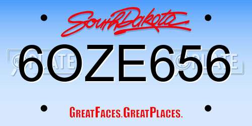 6OZE656 South Dakota License Plate
