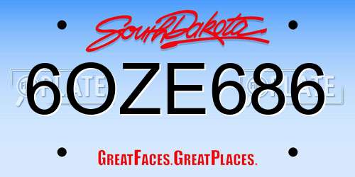 6OZE686 South Dakota License Plate