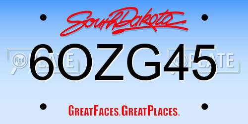 6OZG45 South Dakota License Plate