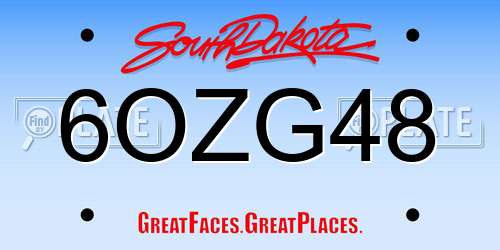 6OZG48 South Dakota License Plate
