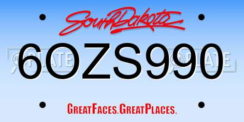 6OZS990 South Dakota License Plate