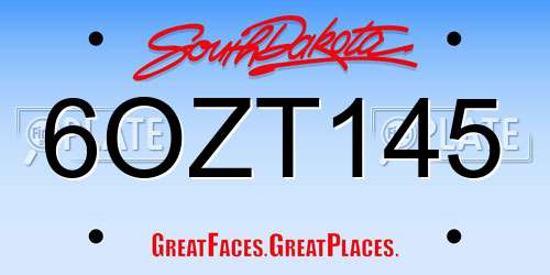 6OZT145 South Dakota License Plate