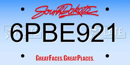 6PBE921 South Dakota License Plate