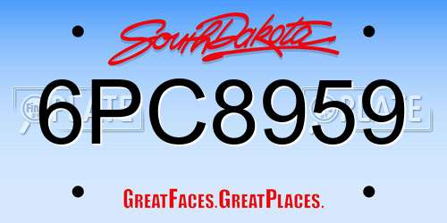 6PC8959 South Dakota License Plate