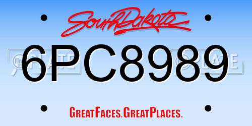 6PC8989 South Dakota License Plate