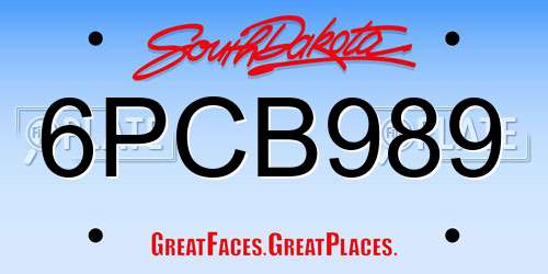 6PCB989 South Dakota License Plate