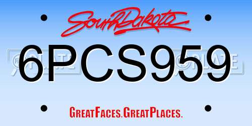 6PCS959 South Dakota License Plate