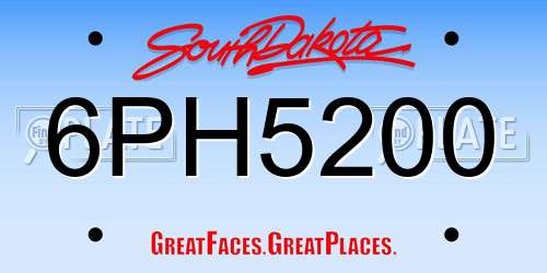 6PH5200 South Dakota License Plate