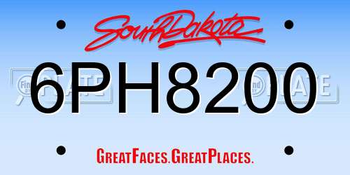6PH8200 South Dakota License Plate