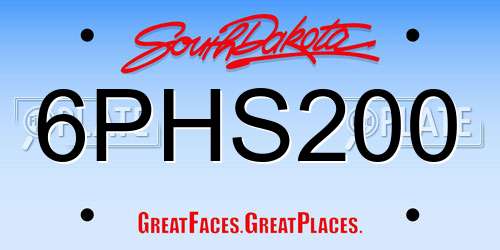 6PHS200 South Dakota License Plate