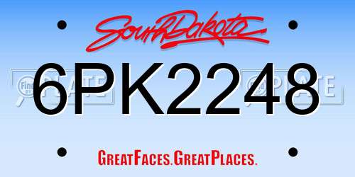 6PK2248 South Dakota License Plate