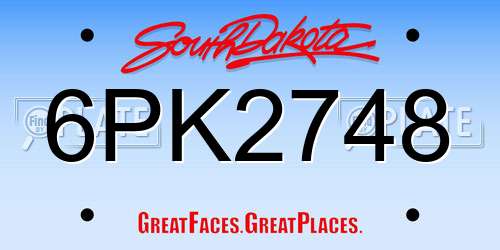 6PK2748 South Dakota License Plate