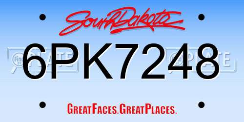 6PK7248 South Dakota License Plate