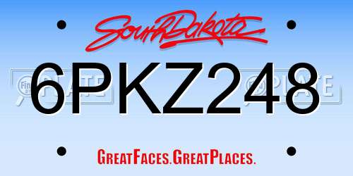 6PKZ248 South Dakota License Plate