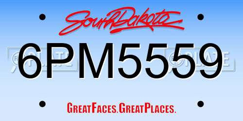 6PM5559 South Dakota License Plate