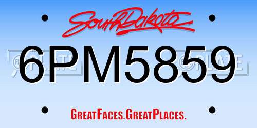 6PM5859 South Dakota License Plate