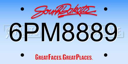 6PM8889 South Dakota License Plate
