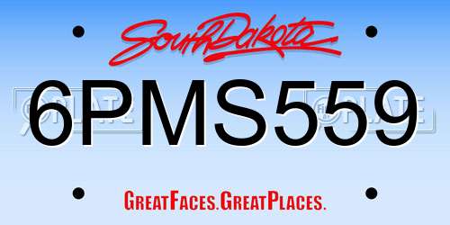 6PMS559 South Dakota License Plate