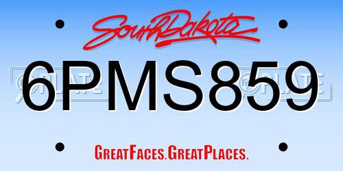 6PMS859 South Dakota License Plate