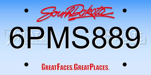 6PMS889 South Dakota License Plate