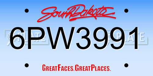 6PW3991 South Dakota License Plate