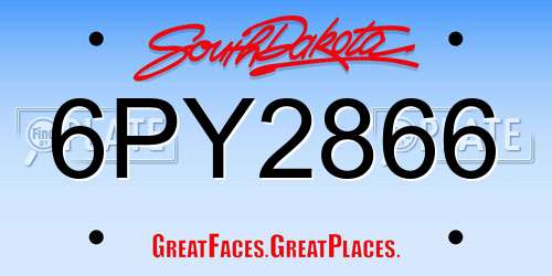 6PY2866 South Dakota License Plate