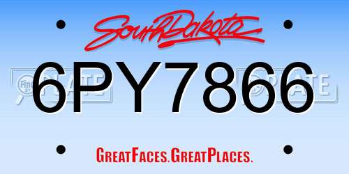 6PY7866 South Dakota License Plate