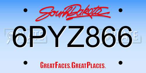 6PYZ866 South Dakota License Plate