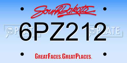 6PZ212 South Dakota License Plate
