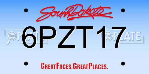6PZT17 South Dakota License Plate