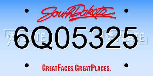 6Q05325 South Dakota License Plate