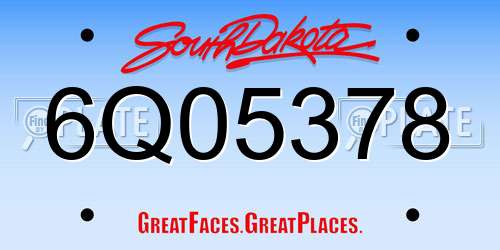 6Q05378 South Dakota License Plate