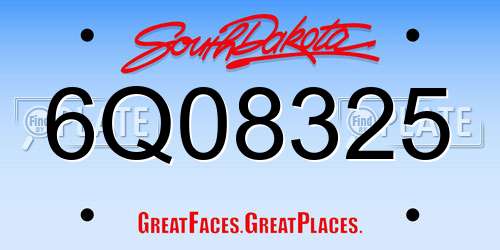6Q08325 South Dakota License Plate