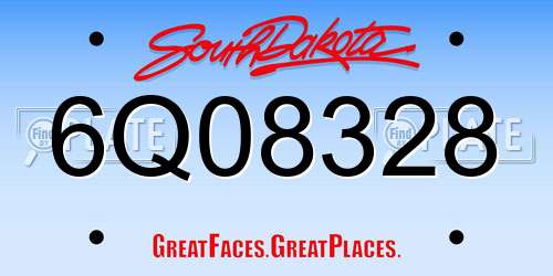 6Q08328 South Dakota License Plate