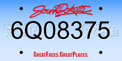 6Q08375 South Dakota License Plate