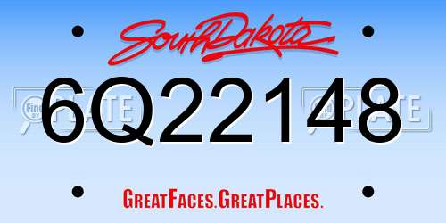 6Q22148 South Dakota License Plate