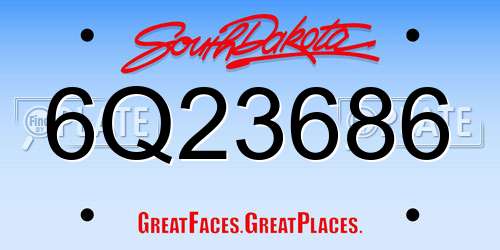 6Q23686 South Dakota License Plate