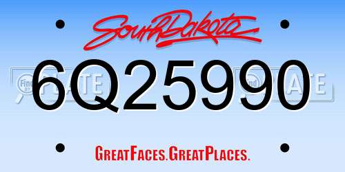 6Q25990 South Dakota License Plate