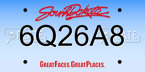 6Q26A8 South Dakota License Plate