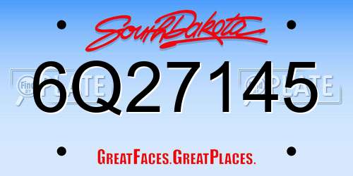 6Q27145 South Dakota License Plate