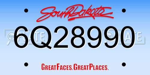 6Q28990 South Dakota License Plate